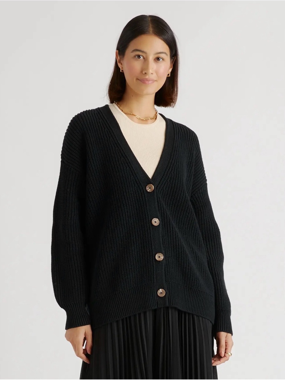 Quince 100% Organic Cotton Oversized Boyfriend Cardigan